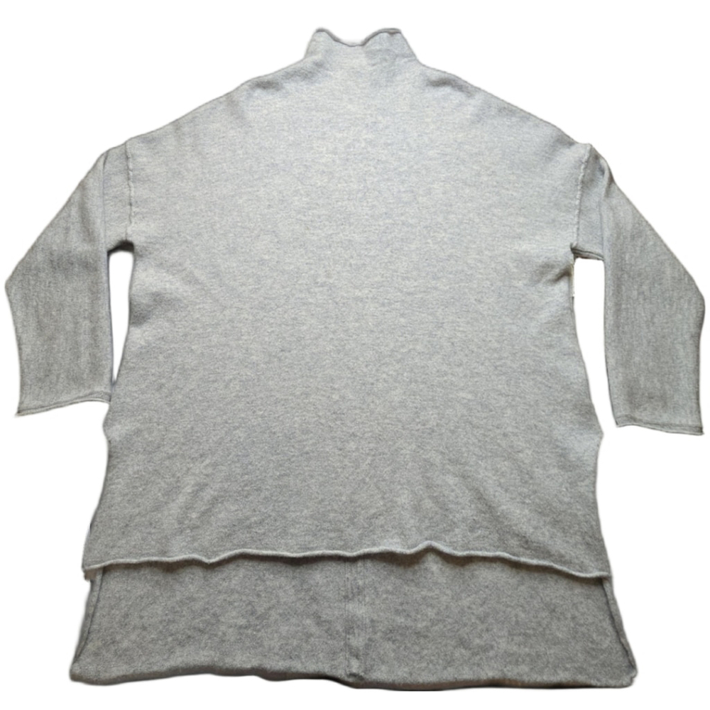 Wool Cashmere Blend Mock Neck Sweater Gray Soft Lightweight Pullover Womens S M